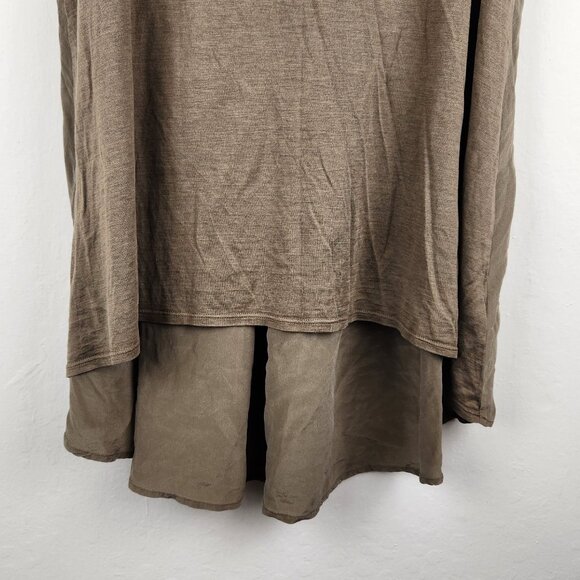 Eileen Fisher Silk Cotton High Low Tank Top Army Green sz L flawed - Picture 3 of 10